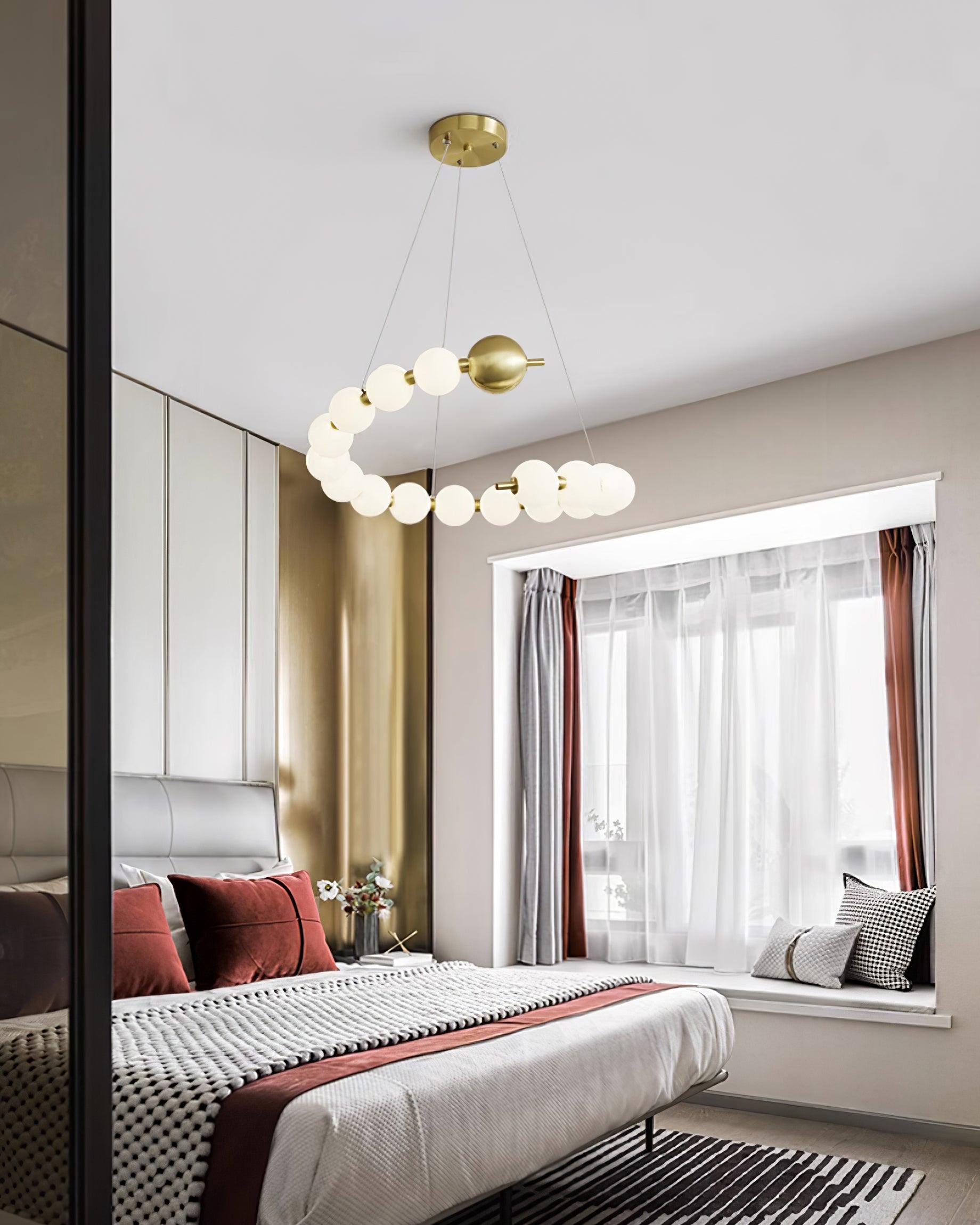 Chandelier Brass Ring Acrylic Spheres Modern Minimalist - Neutralighting