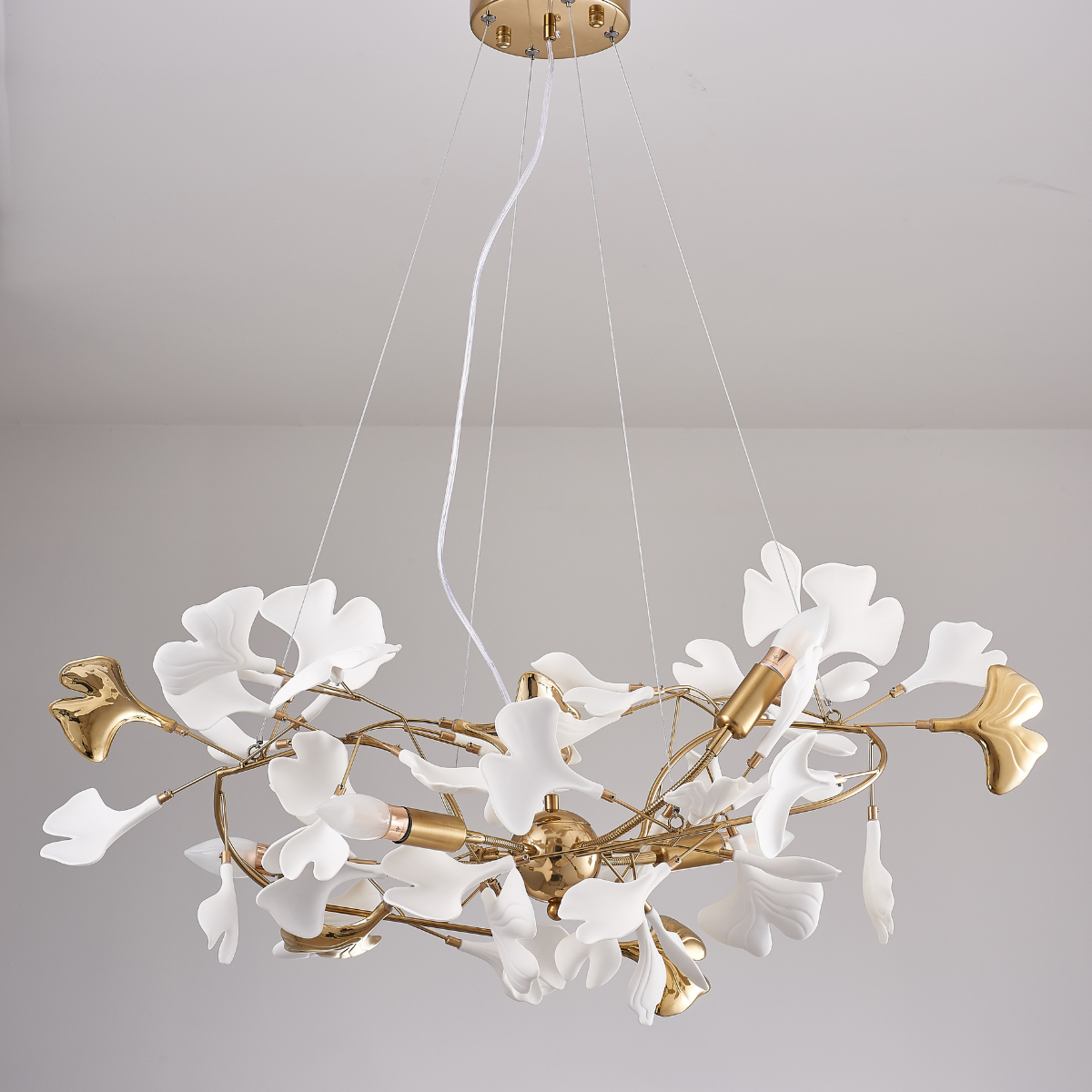 Olivia Luxury Ceramic Chandelier Large Foyer, Gingko leaf, Living Room