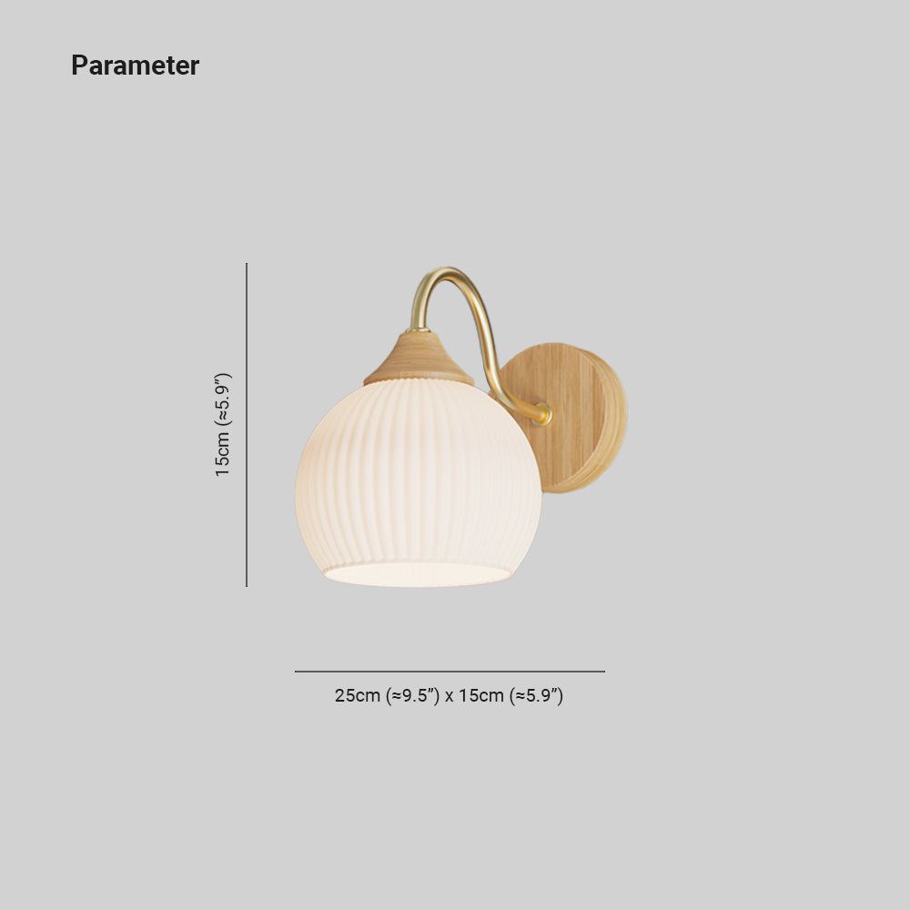 Muto Nordic Minimalist Indoor Wall Lamp Glass Wood Bedroom Balcony