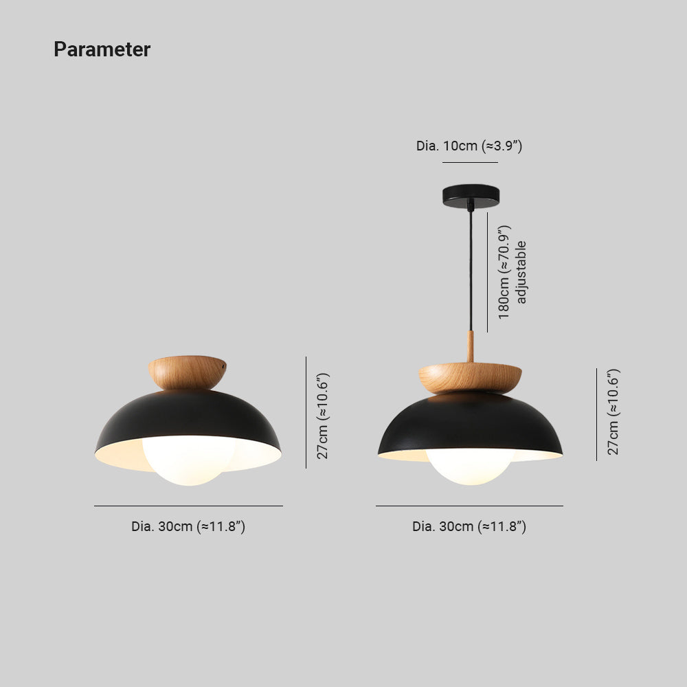 Muto Nordic Pendant Light/Flush Mount Ceiling Light Wood/Metal Black Kitchen Balcony