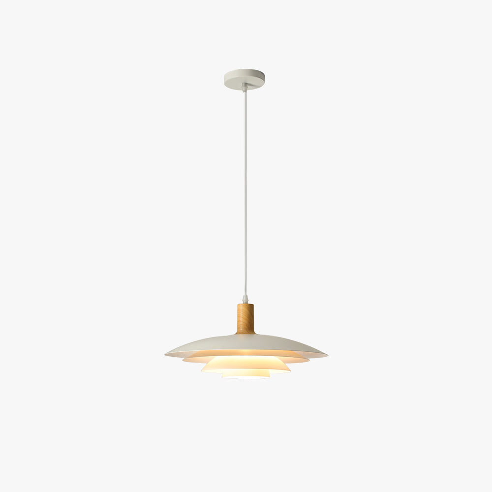 Valentina Modern LED Pendant Light White Wood Metal Bedroom