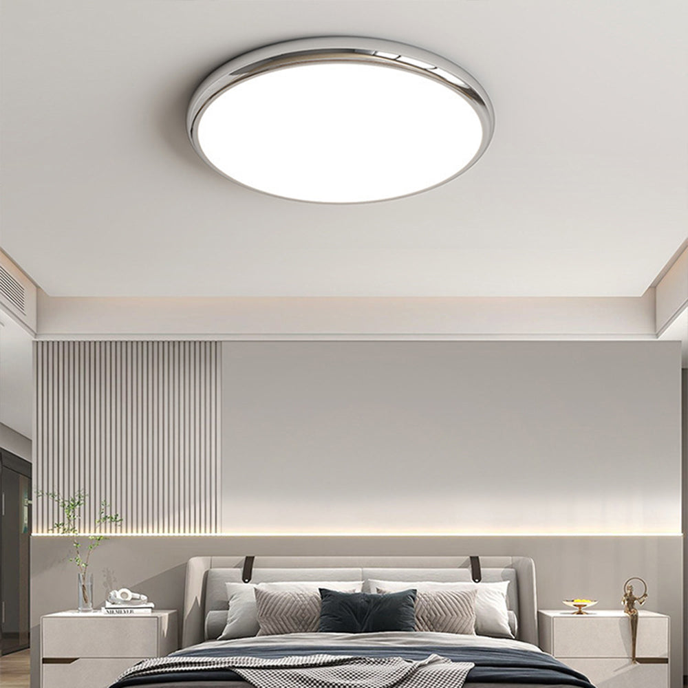 Muto Retro Circle Flush Mount Ceiling Light White Metal Bedroom