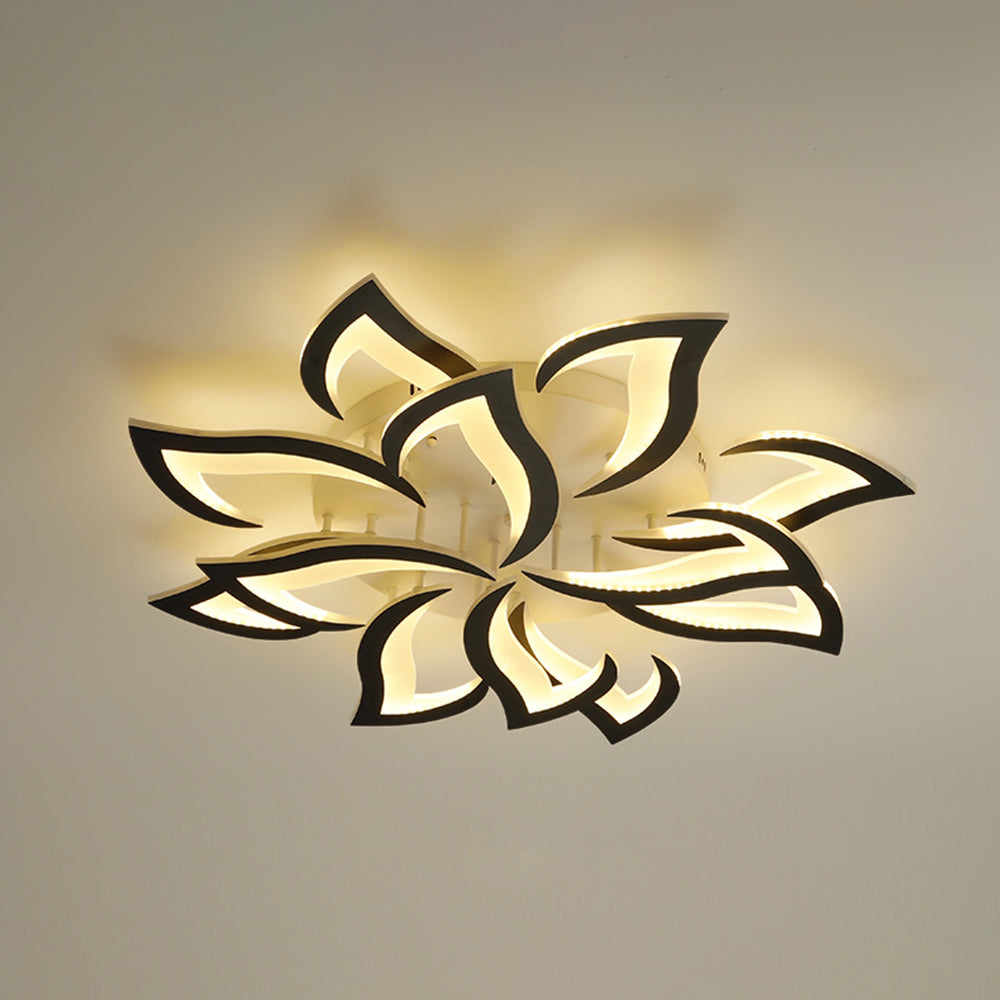 Arisha Elegant Flower Flush Mount Ceiling Light, White/Black
