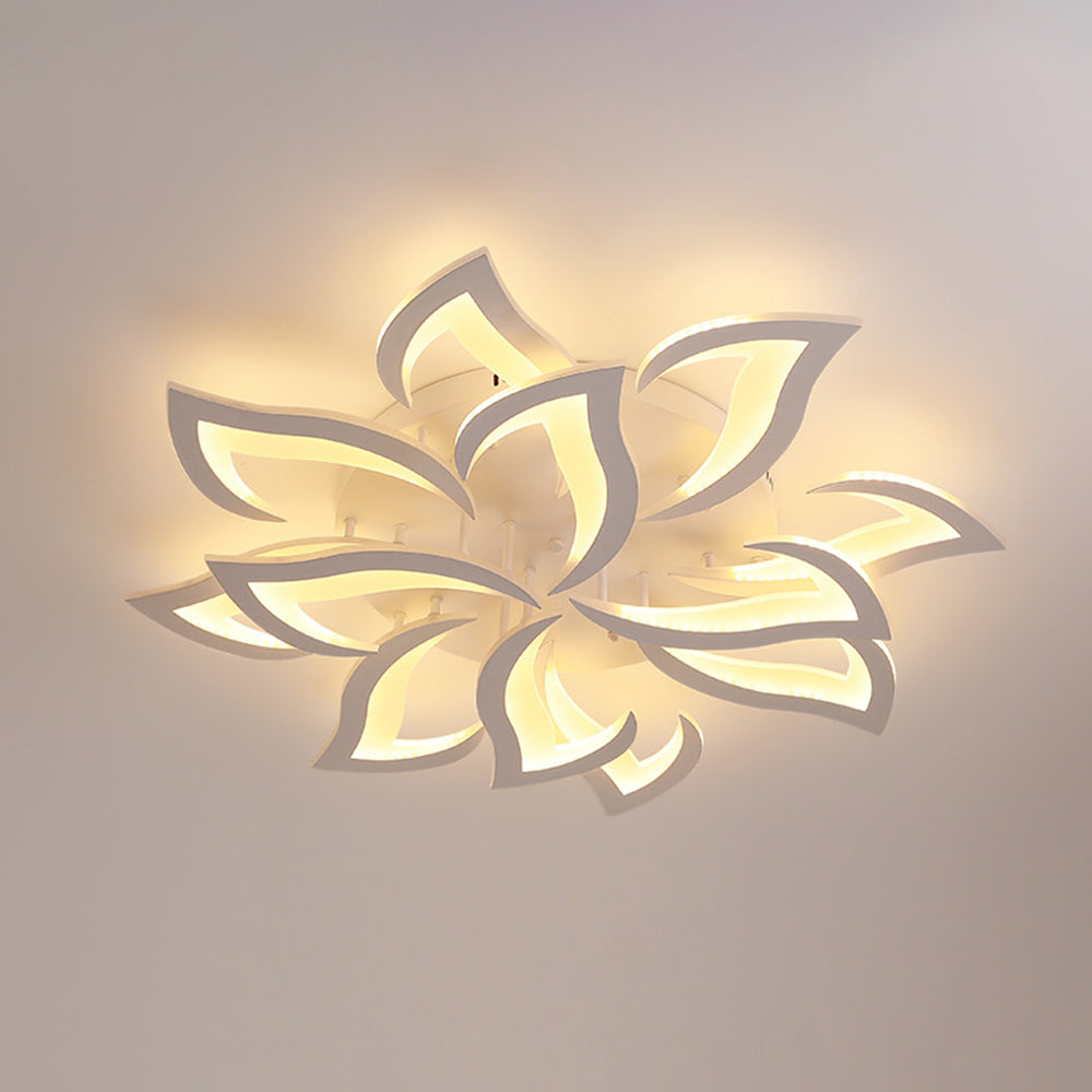 Arisha Elegant Flower Flush Mount Ceiling Light, White/Black