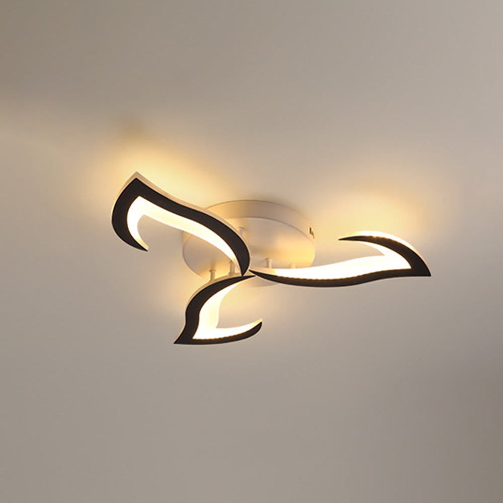 Arisha Elegant Flower Flush Mount Ceiling Light, White/Black