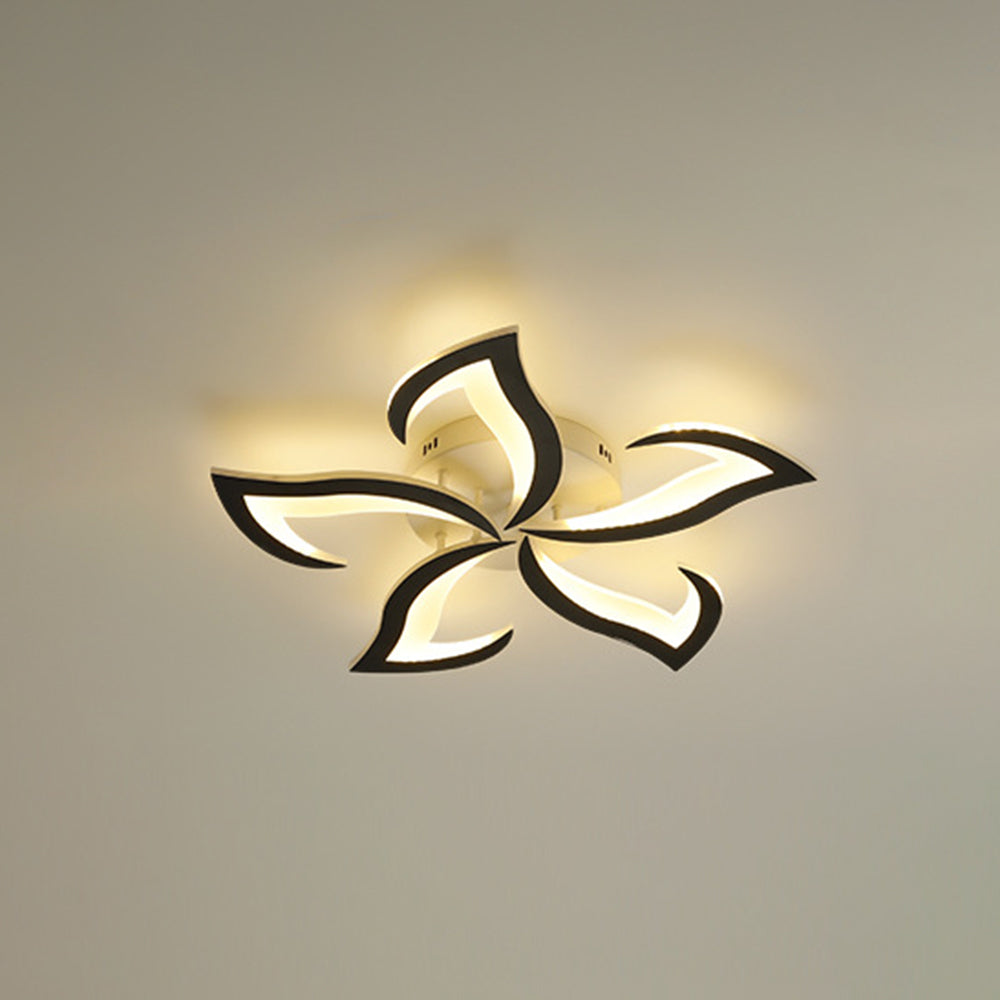 Arisha Elegant Flower Flush Mount Ceiling Light, White/Black