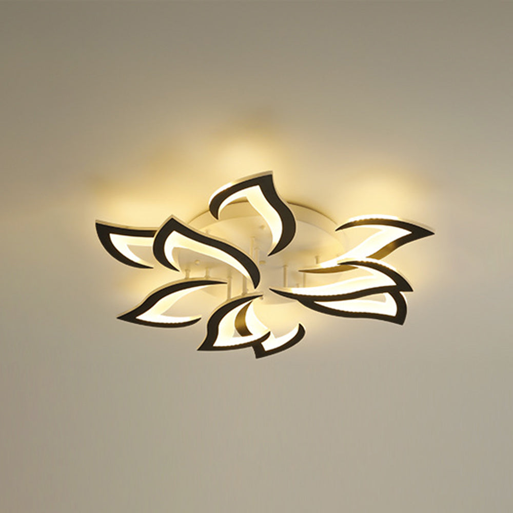 Arisha Elegant Flower Flush Mount Ceiling Light, White/Black