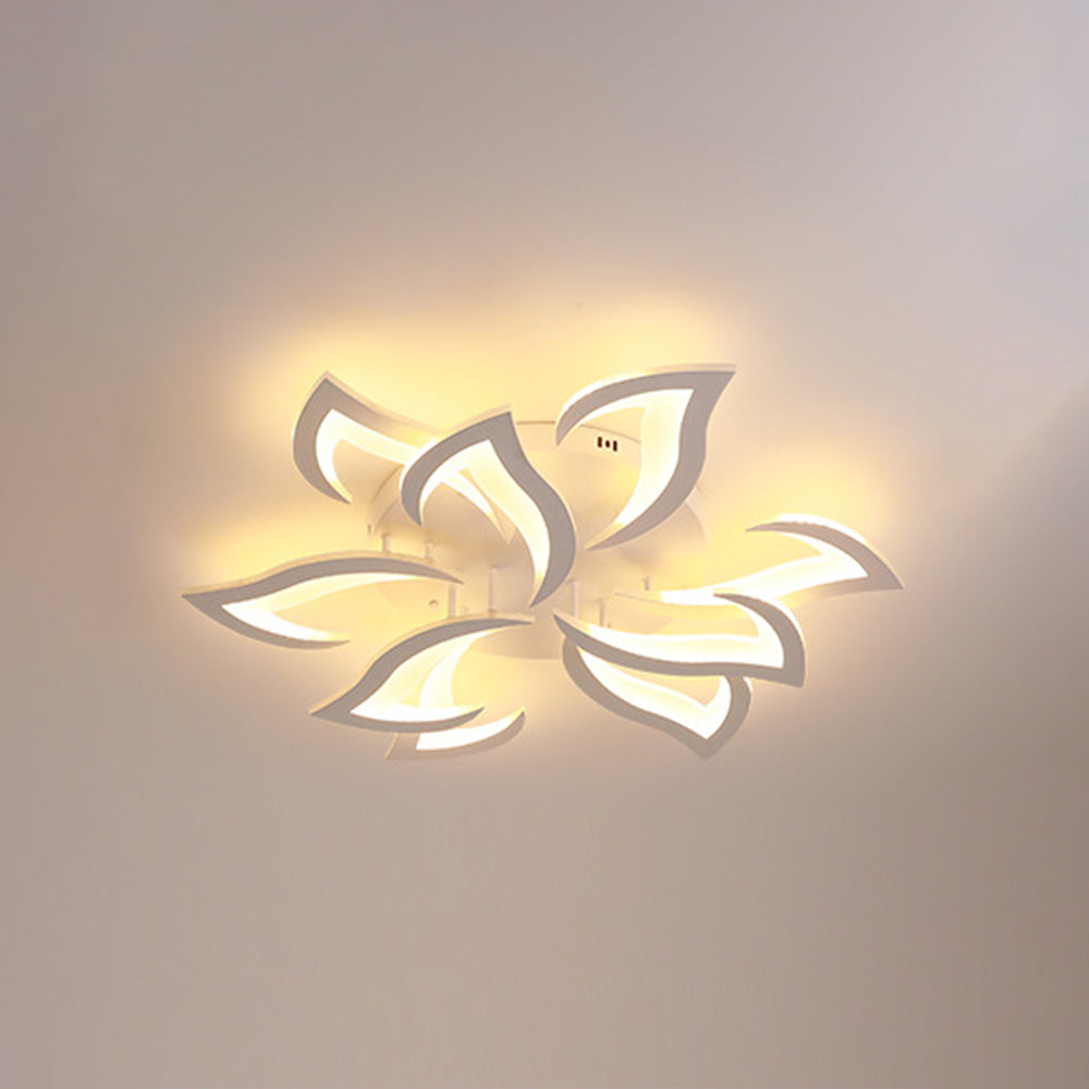 Arisha Elegant Flower Flush Mount Ceiling Light, White/Black