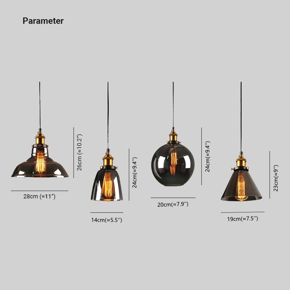 Valentina Industrial Glass Pendant Light Clear/Amber/Smoke Grey