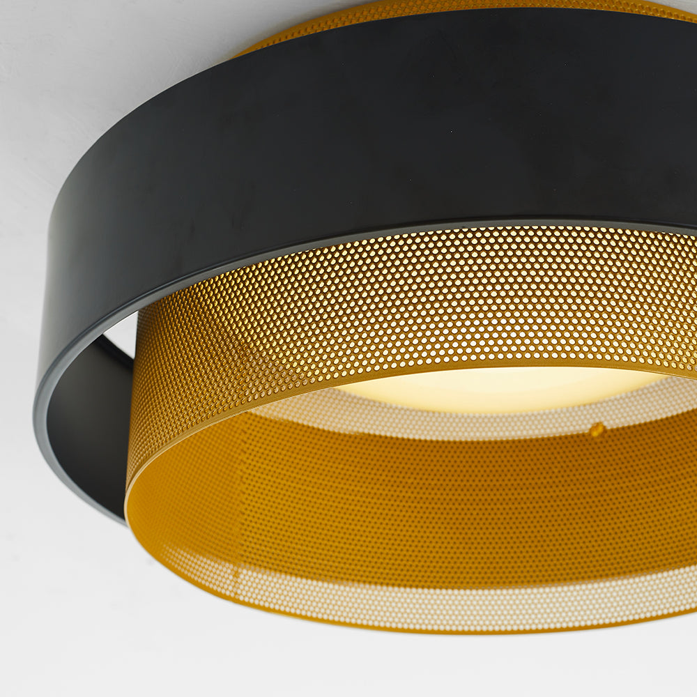 Arisha Modern Ring Metal/Acrylic Flush Mount Ceiling Light, White/Black
