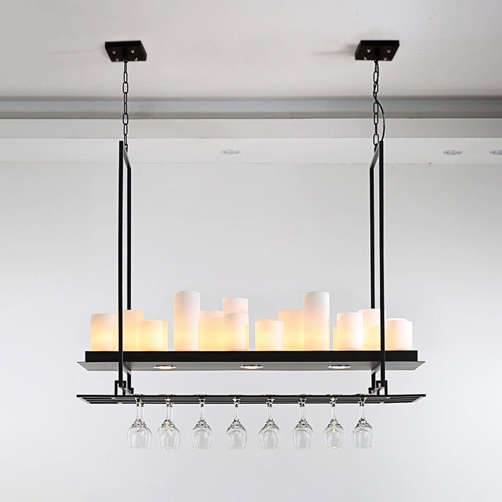 Austin Candle Black Chandeliers for Kitchen Island, Wine Glass Holder