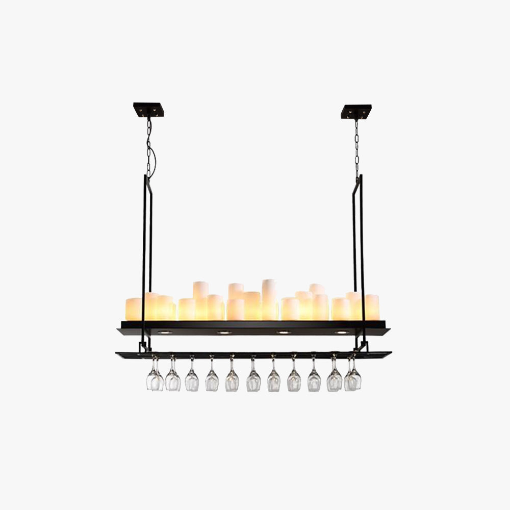 Austin Candle Black Chandeliers for Kitchen Island, Wine Glass Holder