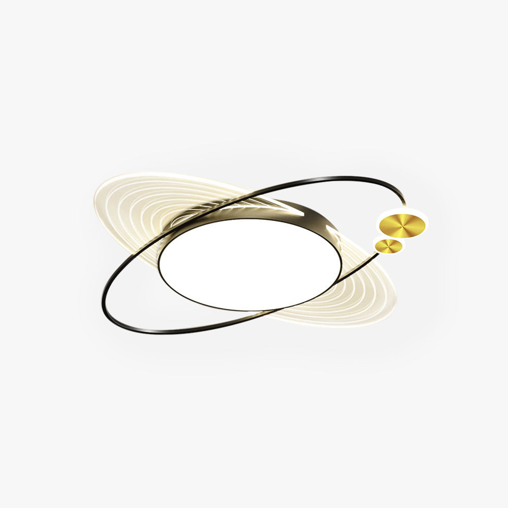 Arisha Simple Design Circle LED Flush Mount Ceiling Light, Black/Gold