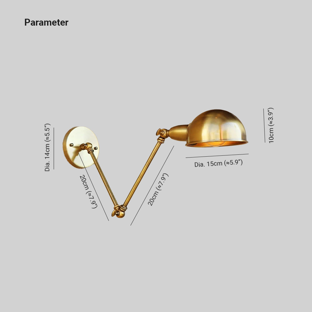 Epoch Vintage Semi-sphere Metal Swing Arm Foldable Wall Lamp, Bronze
