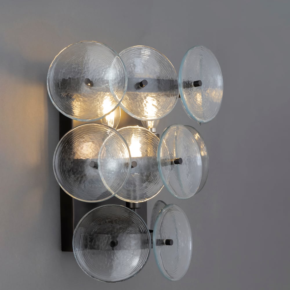 Aurora Wall Sconce Pressed Glass Disc Vintage Amber - Neutralighting