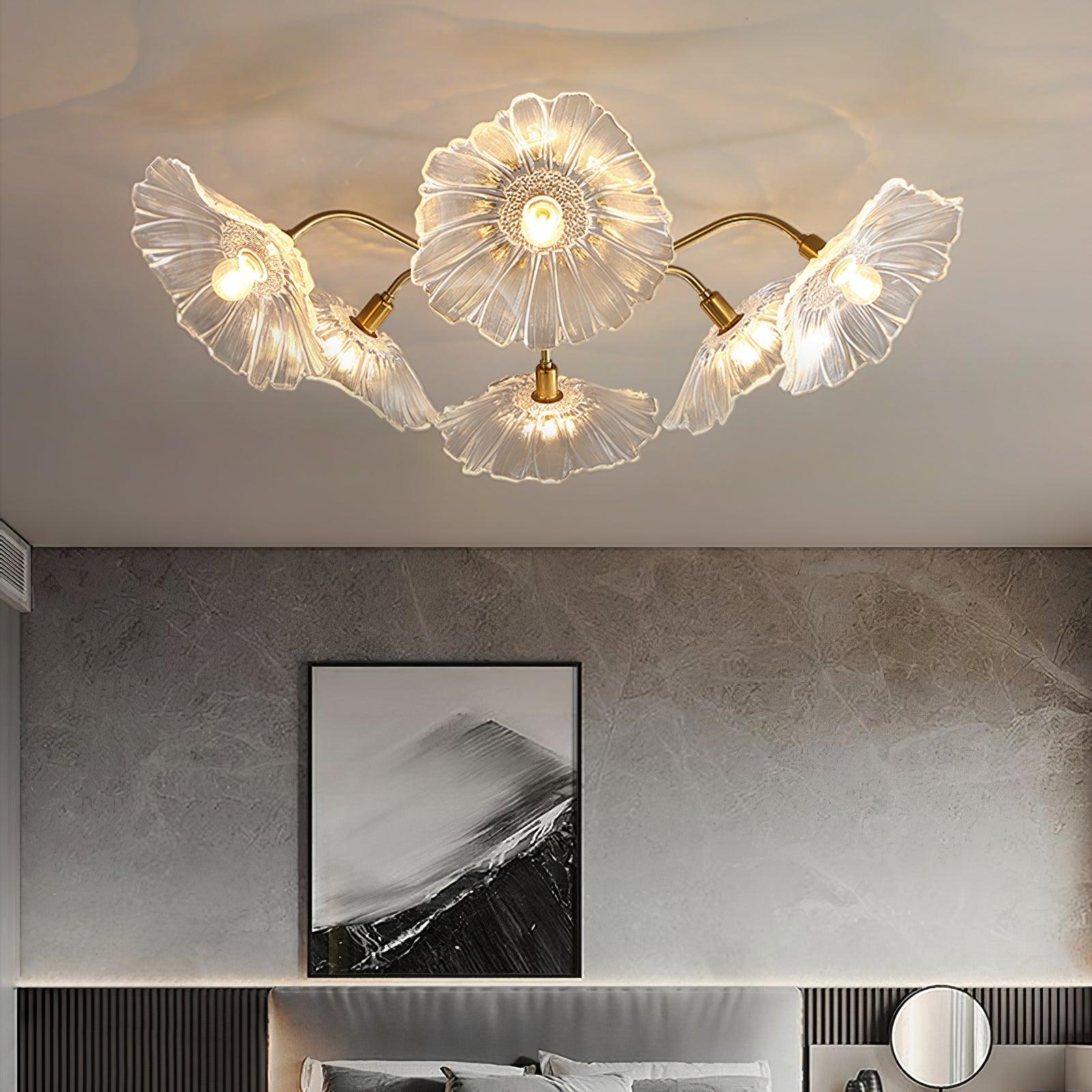 Solara Plafonnier en Verre Feuille avec Laiton Élégant - Neutralighting