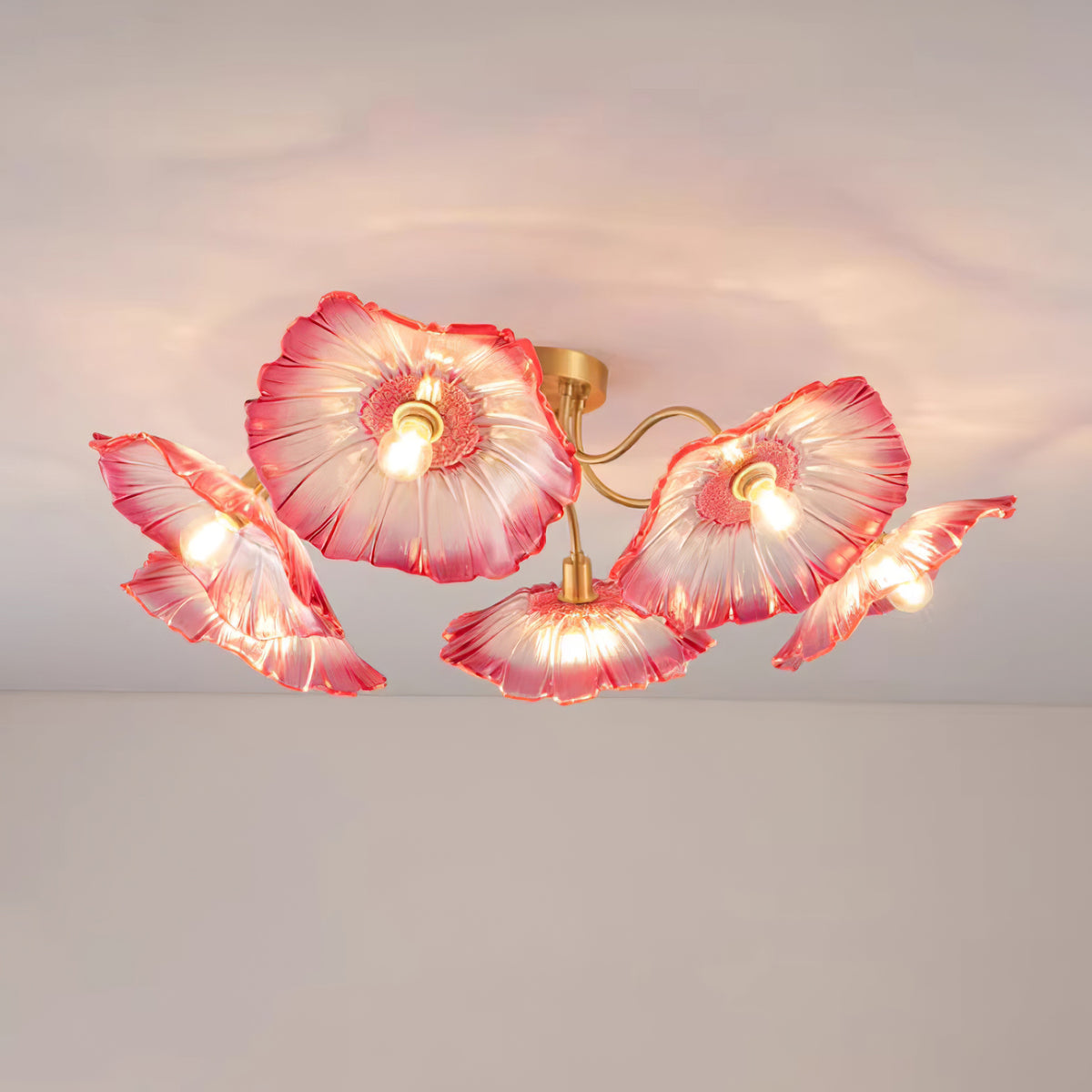 Solara Plafonnier en Verre Feuille avec Laiton Élégant - Neutralighting