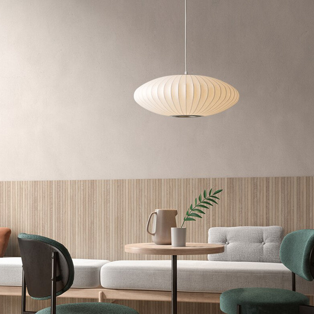 Ritta Vintage Artificial White Silk Shade Single Pendant Light