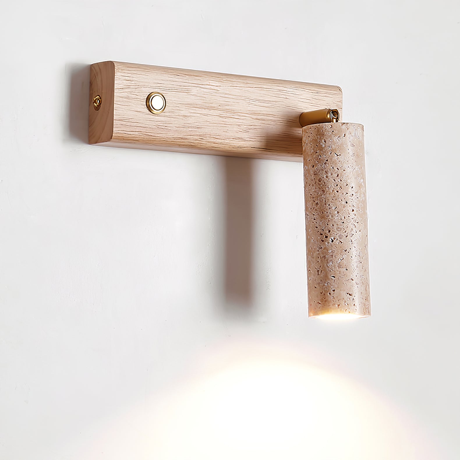 Ornoria Cylindrical Travertine Wall Light SpotLight - Neutralighting