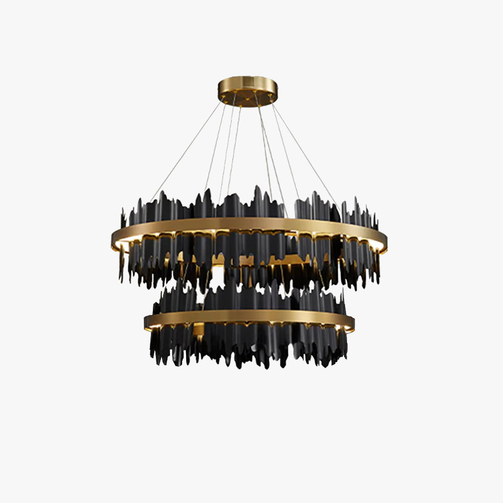 Kristy Industrial Chandelier Cylindrical Metal Black Gold Living Room