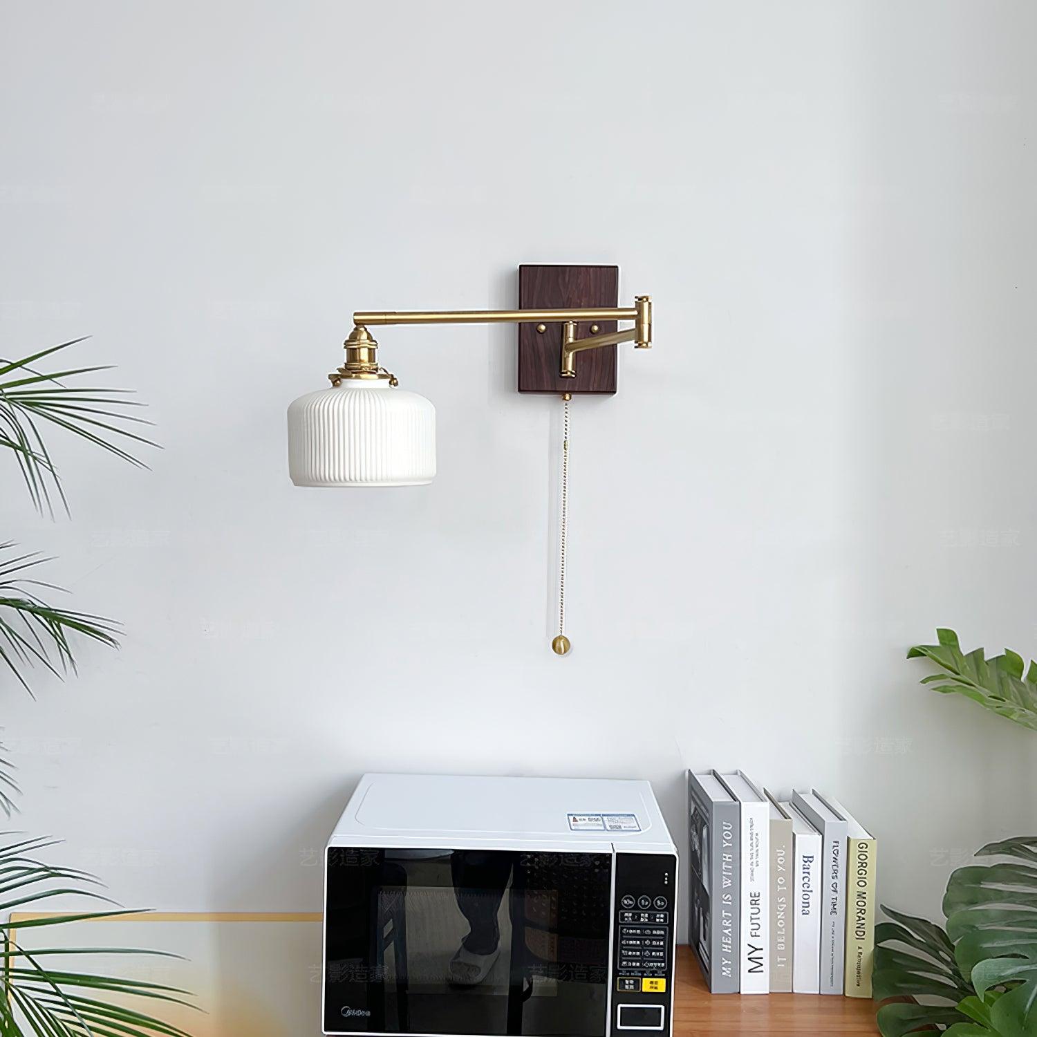 Artistic Walnut Brass Wall Sconce Adjustable Arm Vintage - Neutralighting
