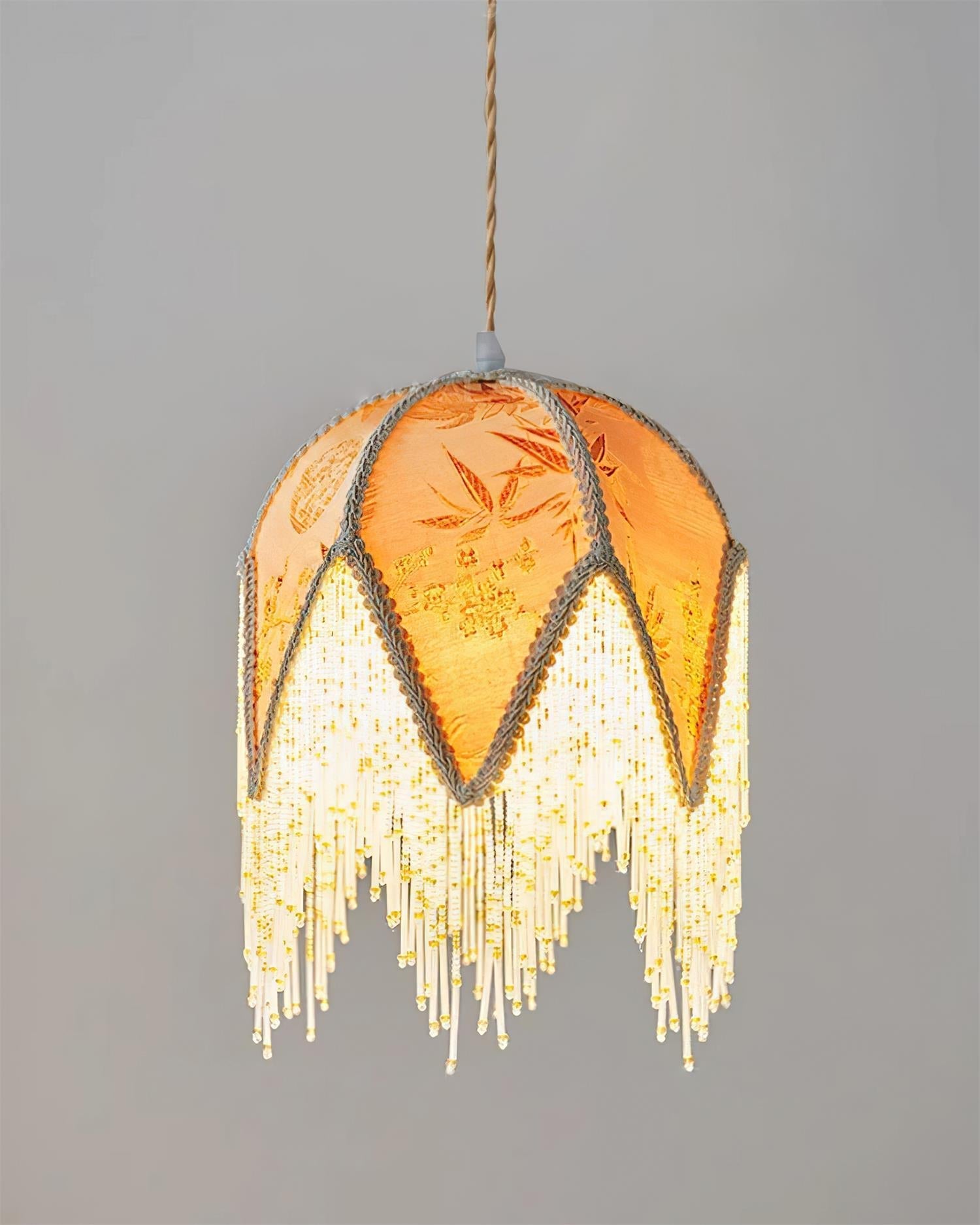Magnolia Pendant Lamp Tassel Fabric Floral Bamboo Fringe - Letslighting
