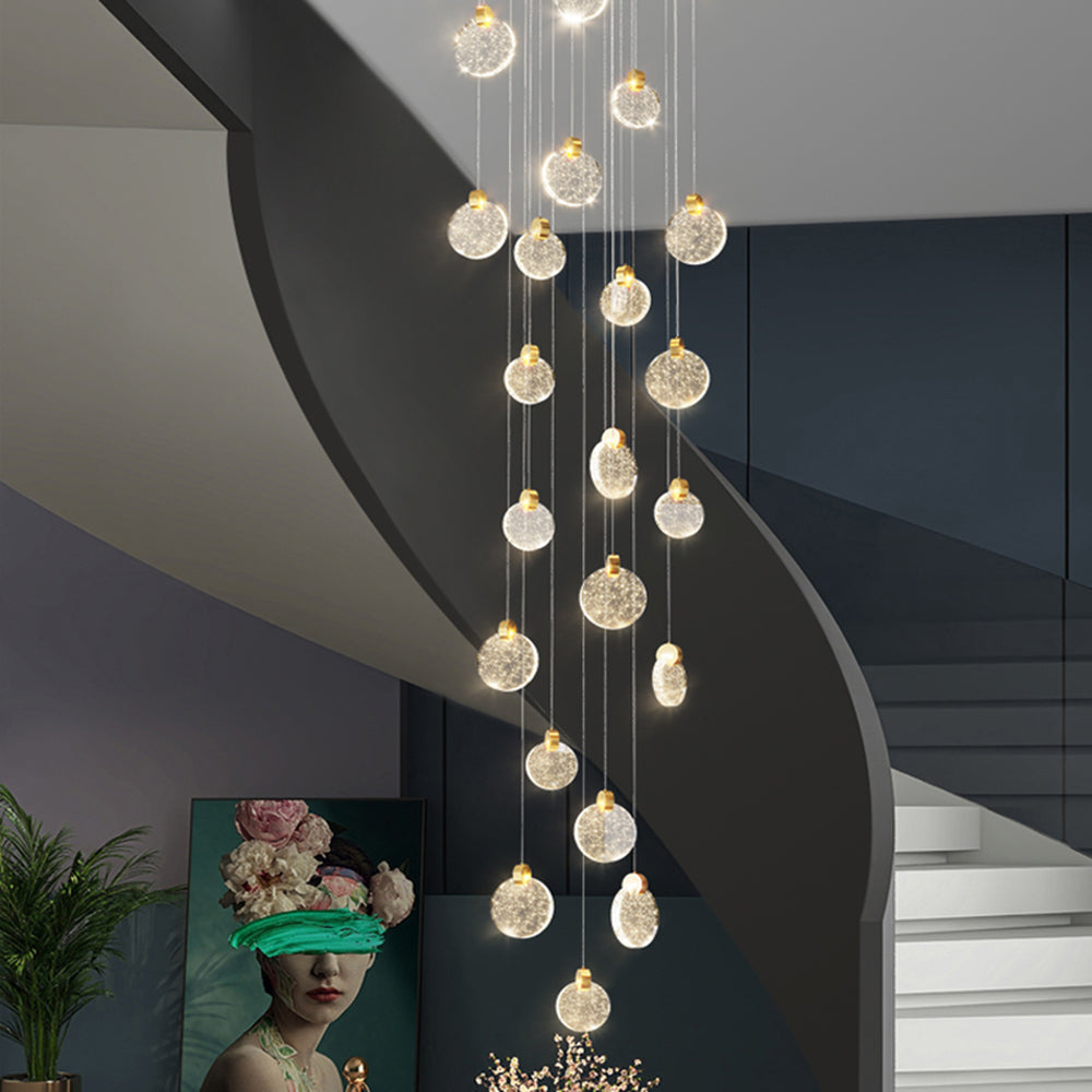 Kristy Luxury Circular Ripple Round Crystal Golden Chandelier