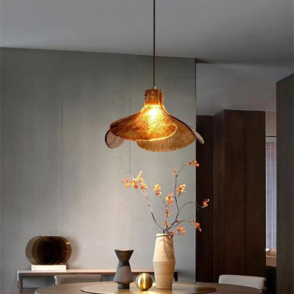 Arisha Handmade Retro Glass Pendant Light, Four-leaf Flower
