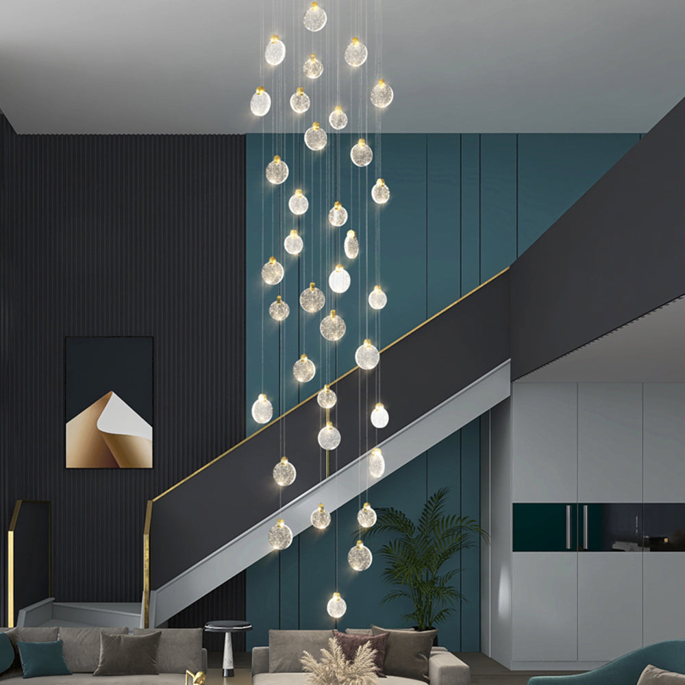 Kristy Luxury Circular Ripple Round Crystal Golden Chandelier