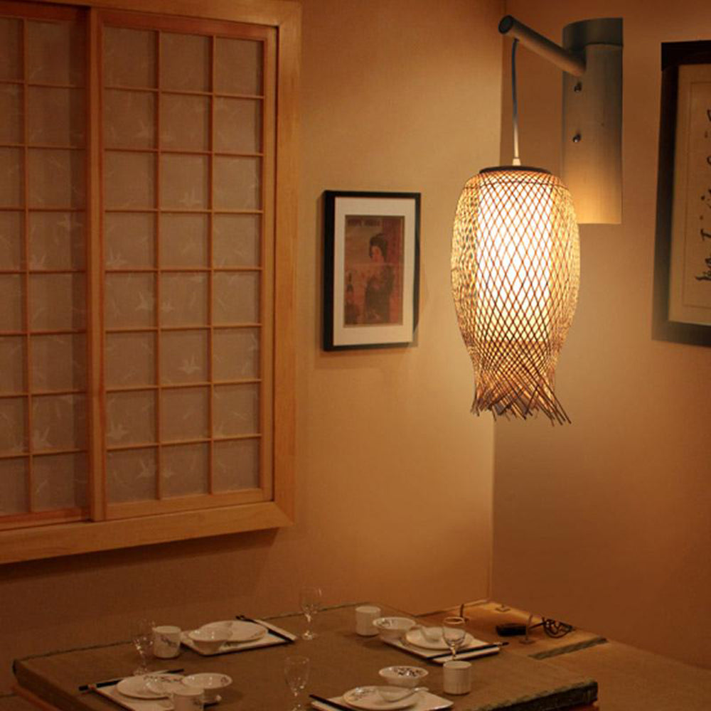 Ritta Wall Lamp Rustic, Muto Rattan Weaving LED, Hallway Wall Sconce