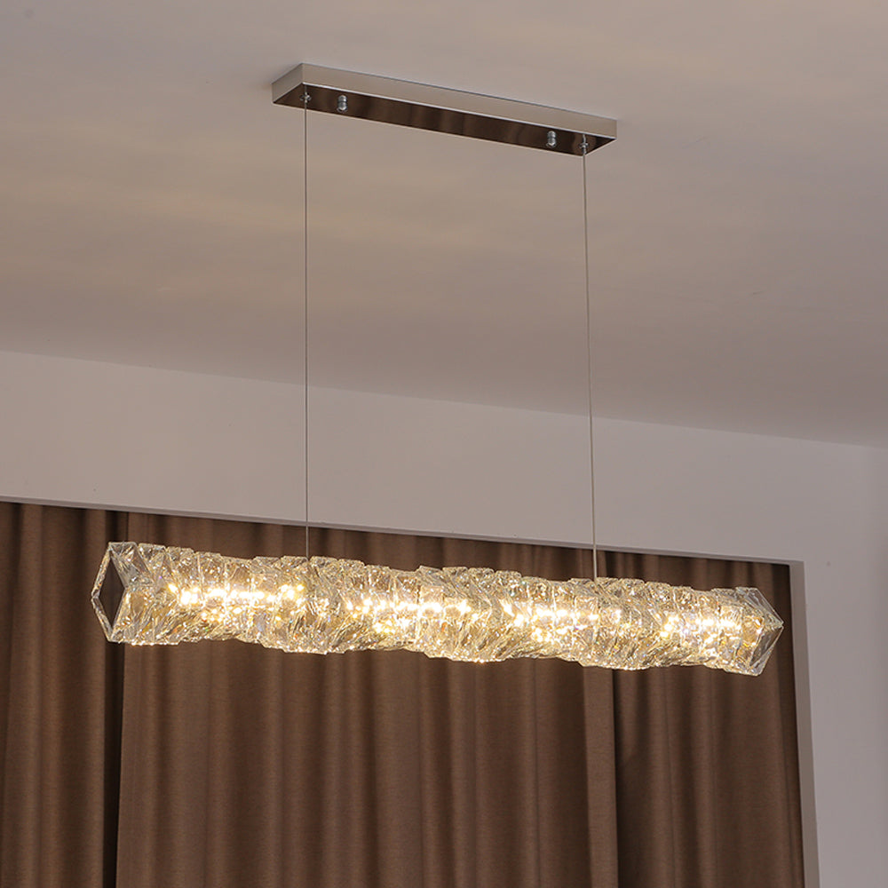 Kristy Crystal Sliver and Gold Pendant Light, Stainless Steel