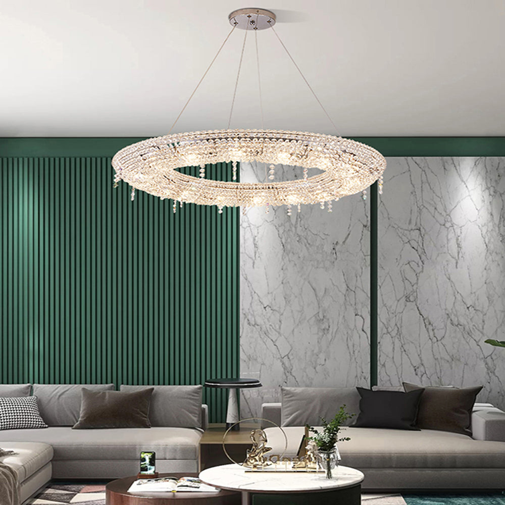 Kristy Luxury Round Crystal Pendant Light for Living Room/Dining Room