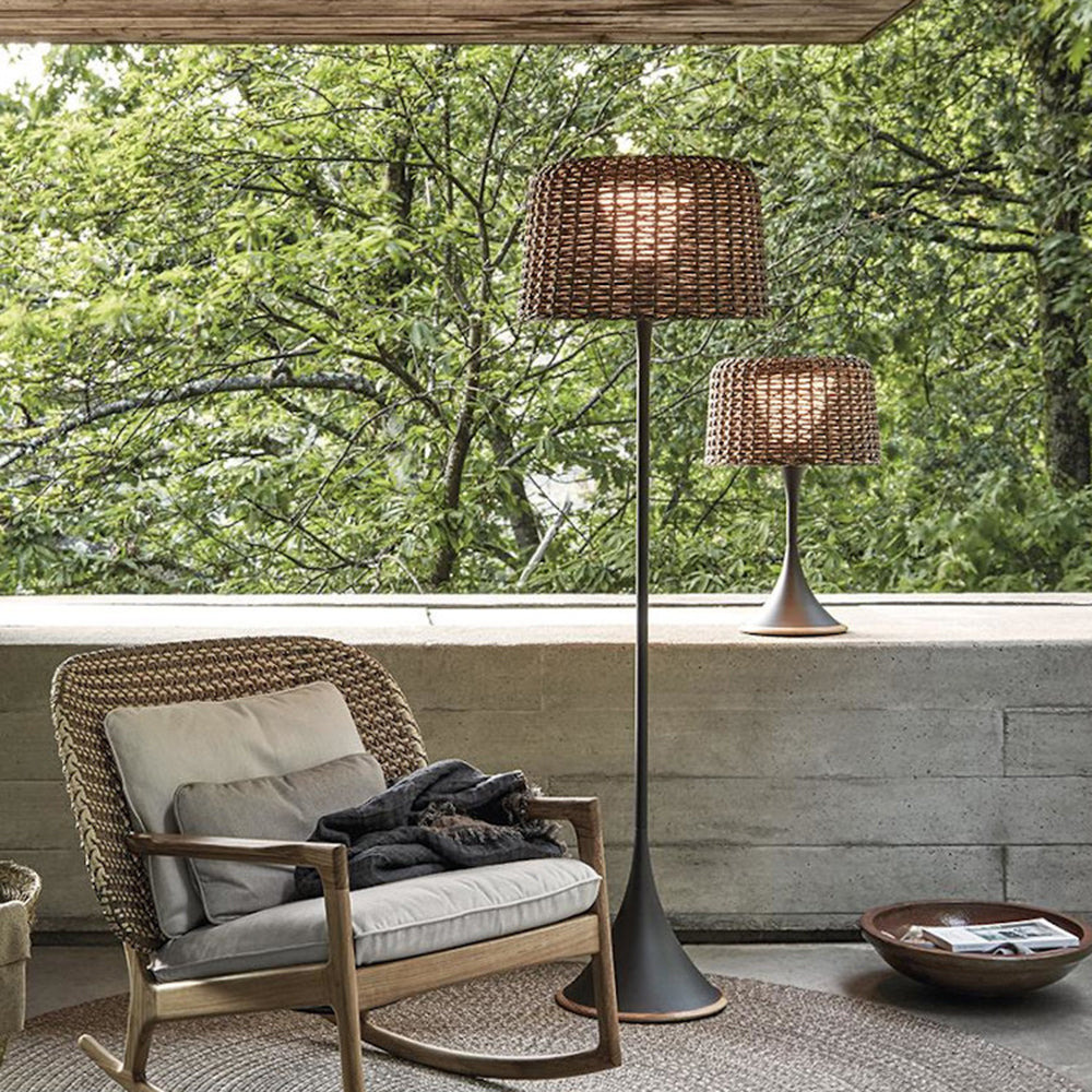 Ritta Waterproof Outdoor Floor Lamp, Rattan,Balcony/Terrace