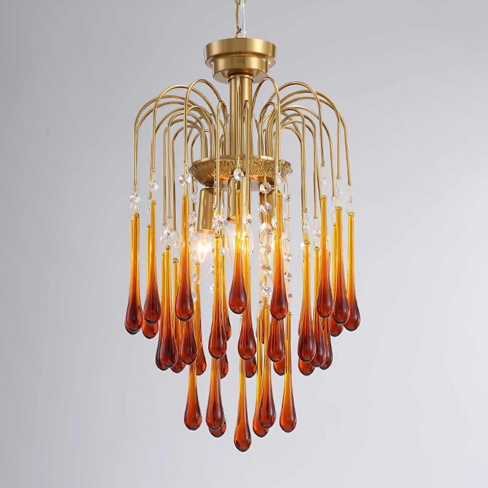 Lustra Chandelier Golden Arms and Crystal - Letslighting