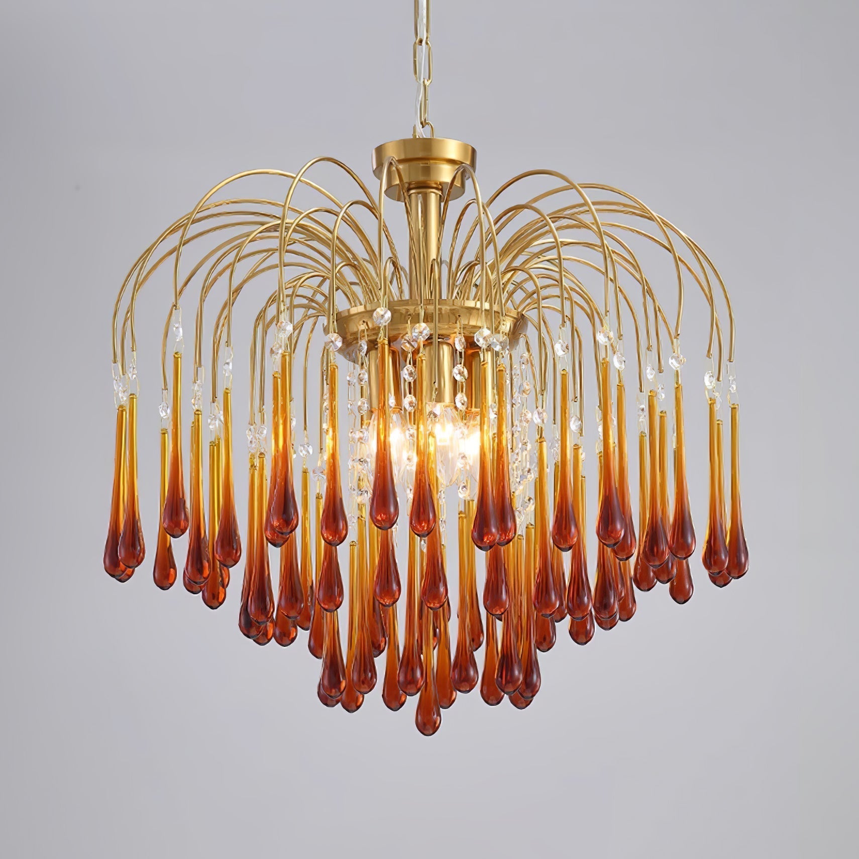 Lustra Chandelier Golden Arms and Crystal - Letslighting