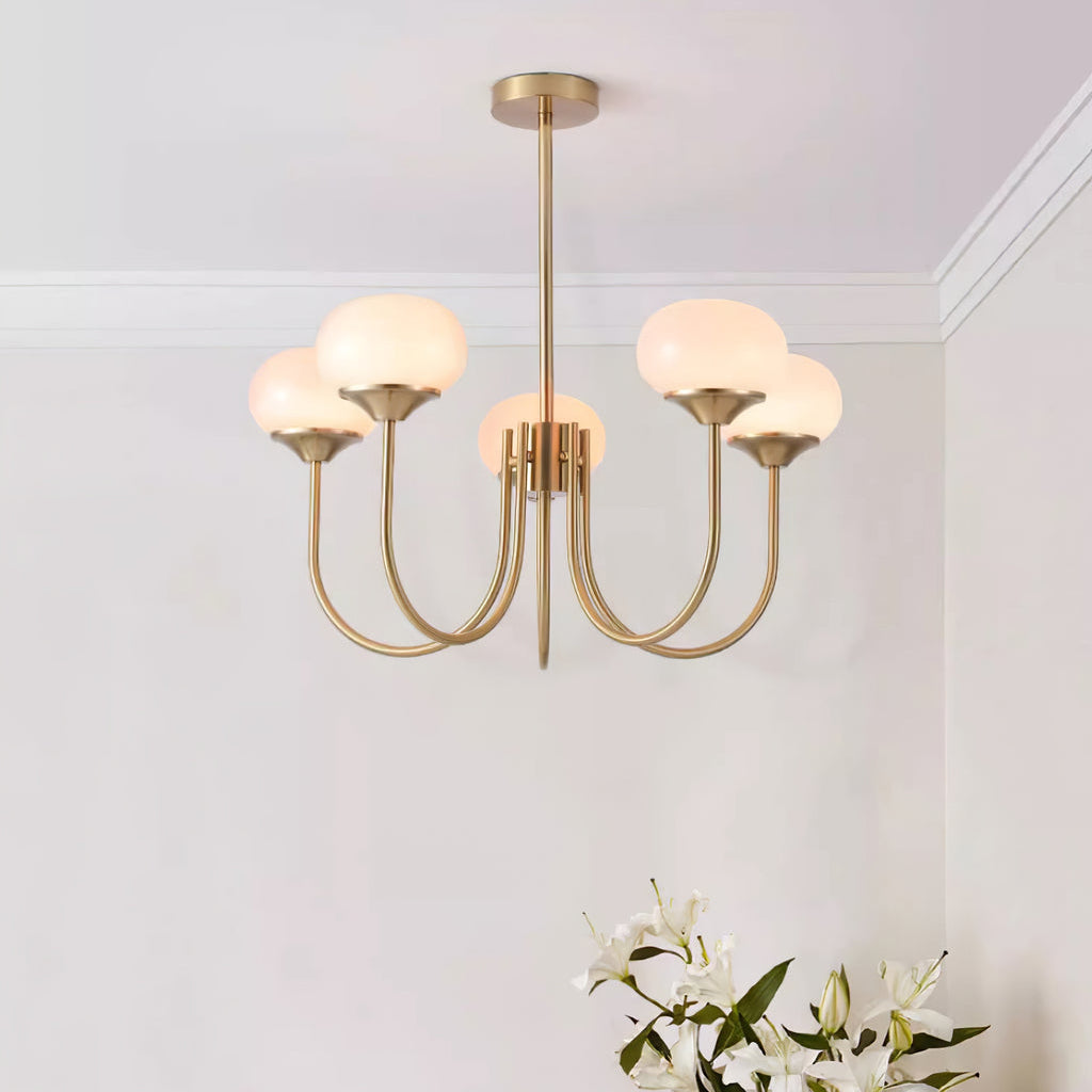 Lustra Chandelier Pink Glass Globe Gold - Letslighting