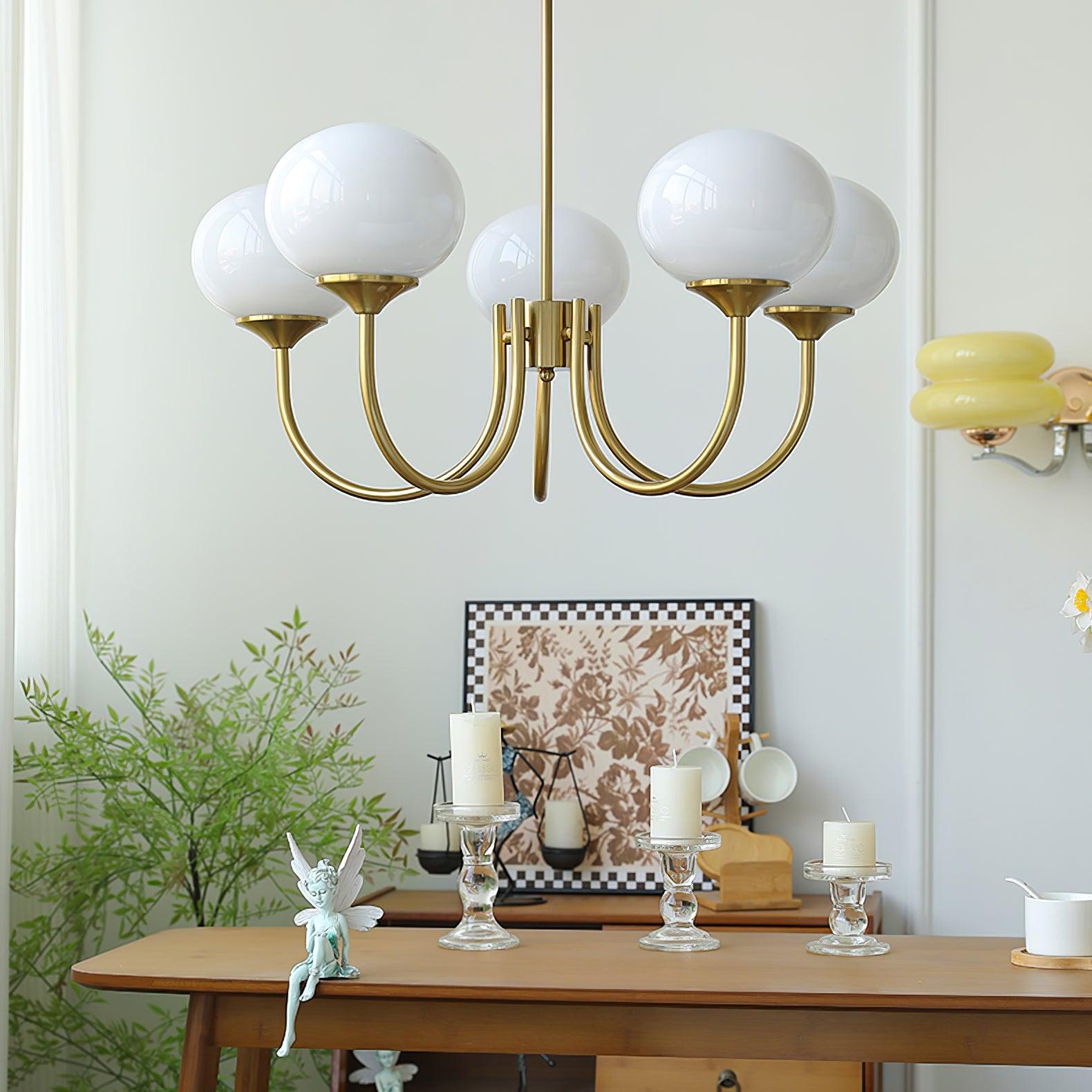 Lustra Chandelier Pink Glass Globe Gold - Letslighting
