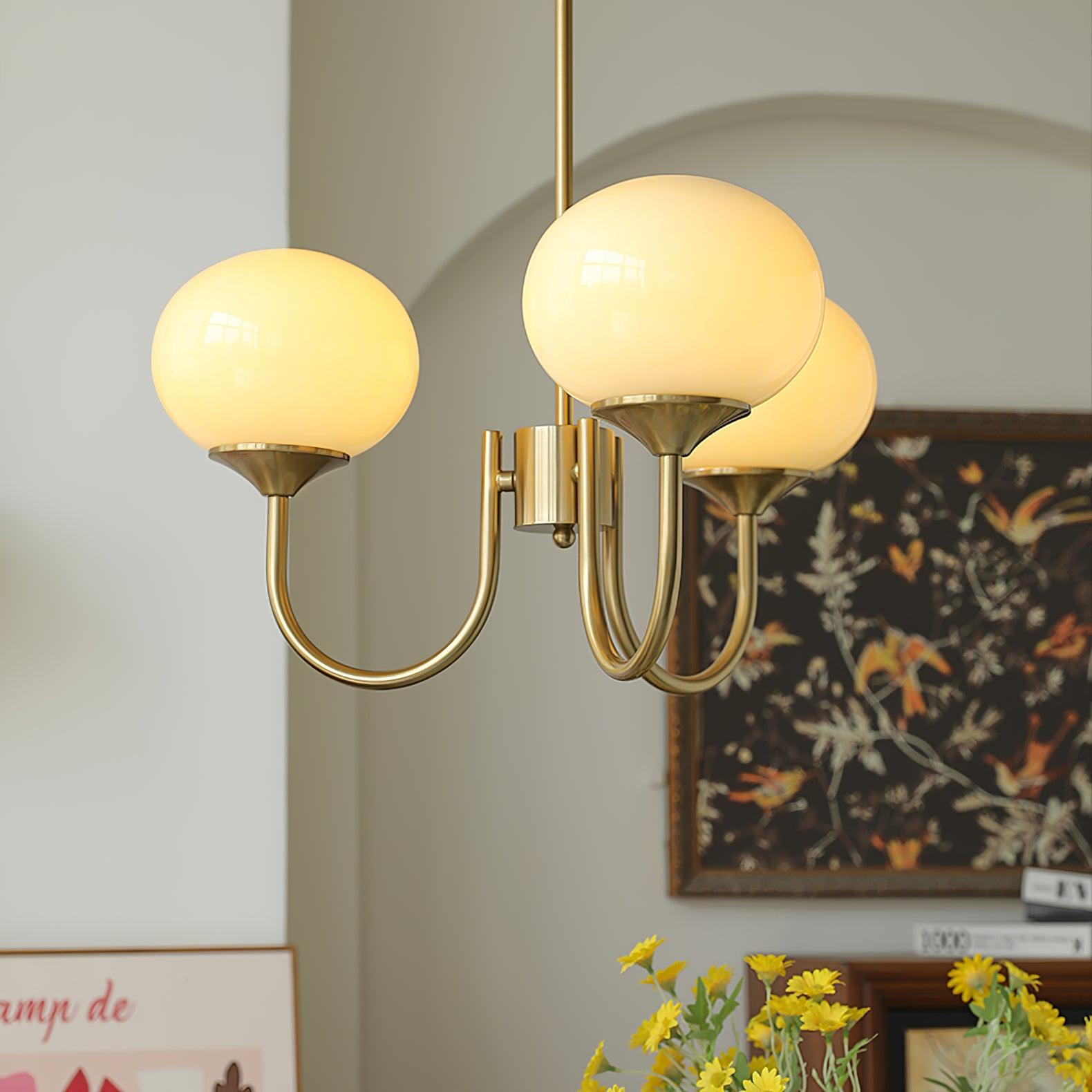 Lustra Chandelier Pink Glass Globe Gold - Letslighting