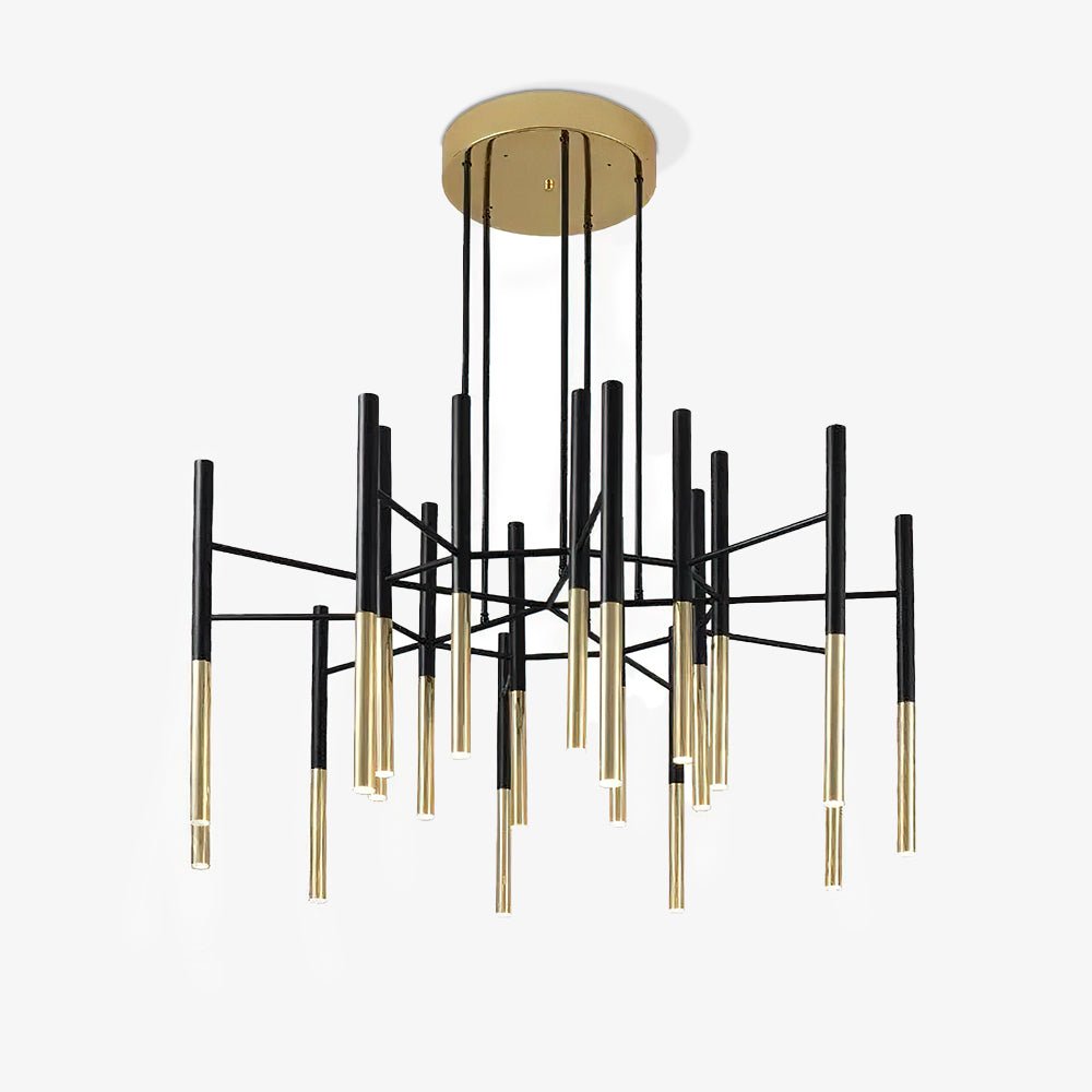 Solara Chandelier Modern Rods Black Gold - Letslighting