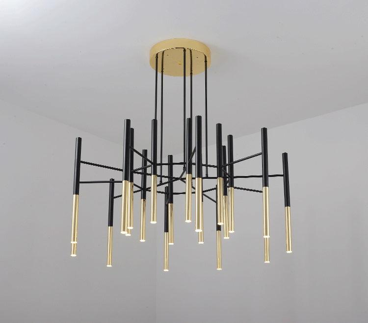 Solara Chandelier Modern Rods Black Gold - Letslighting