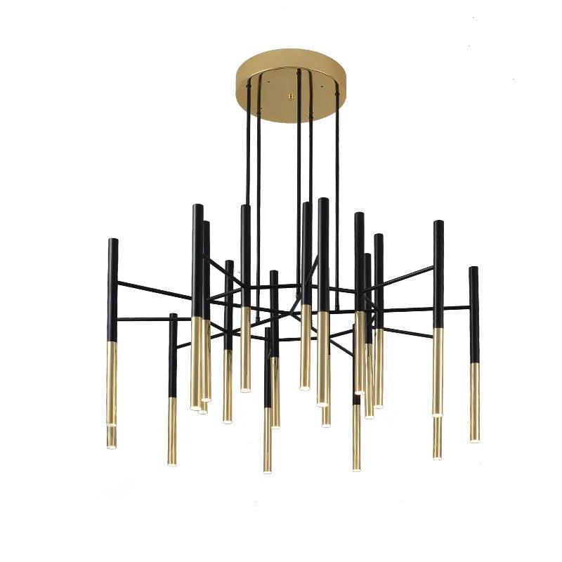 Solara Chandelier Modern Rods Black Gold - Letslighting