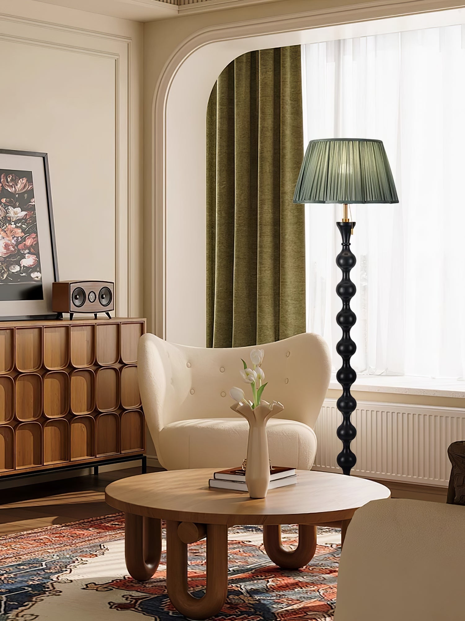 Celon Wood Fabric Vintage Floor Lamp - Letslighting