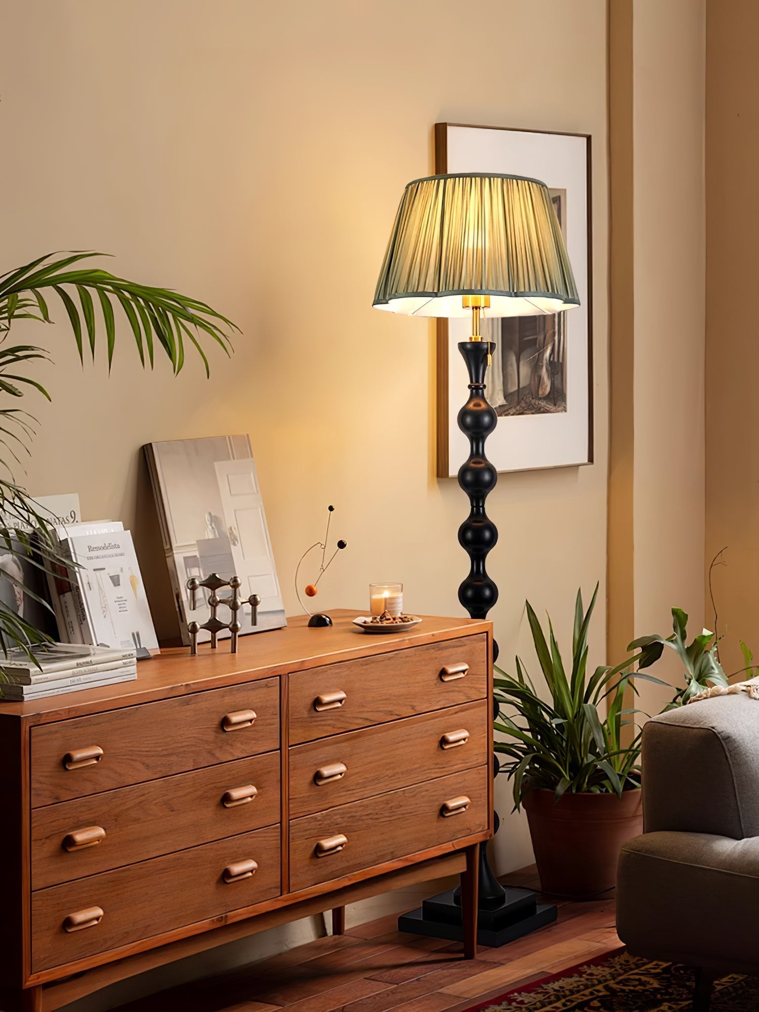Celon Wood Fabric Vintage Floor Lamp - Letslighting