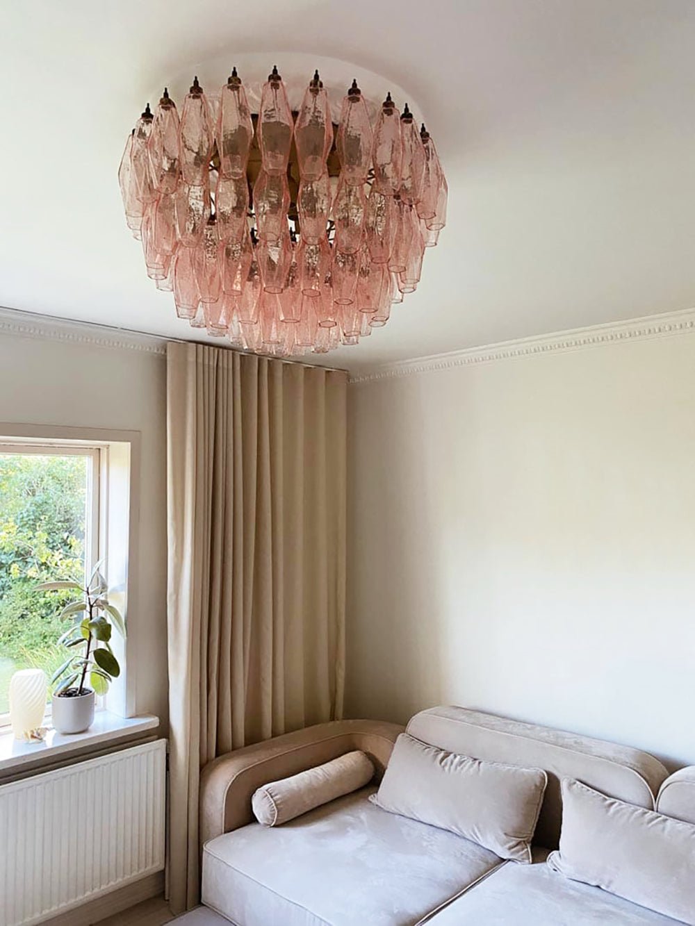 Aurora Ceiling Lamp Pink Rhombus Glass Layered Vintage Elegance - Neutralighting