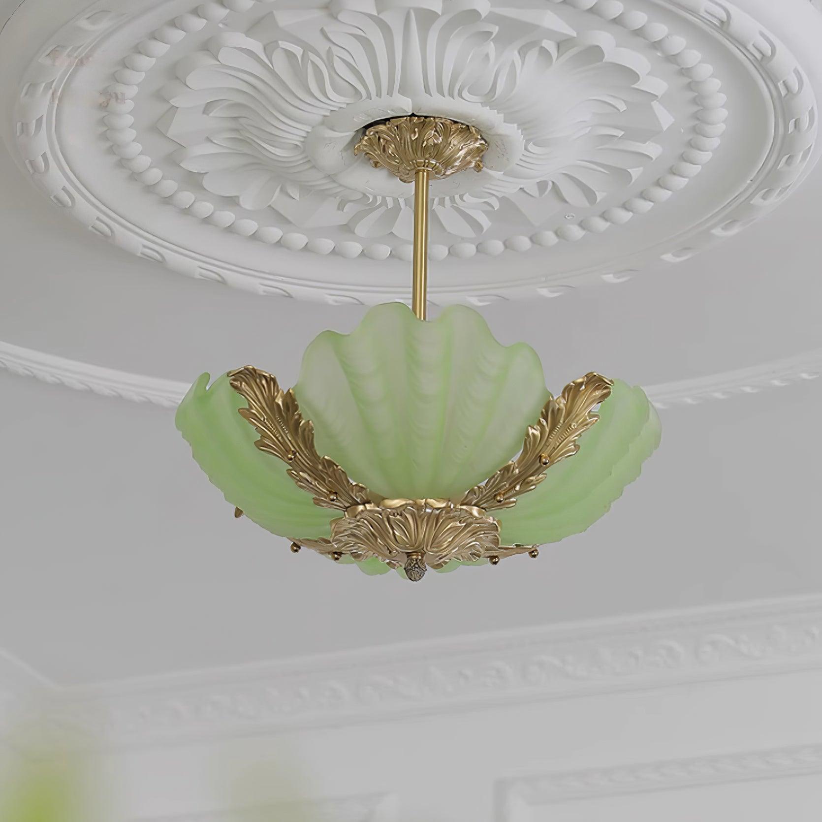 Pendant Lamp Pink Murano Shell with Brass Baroque - Neutralighting