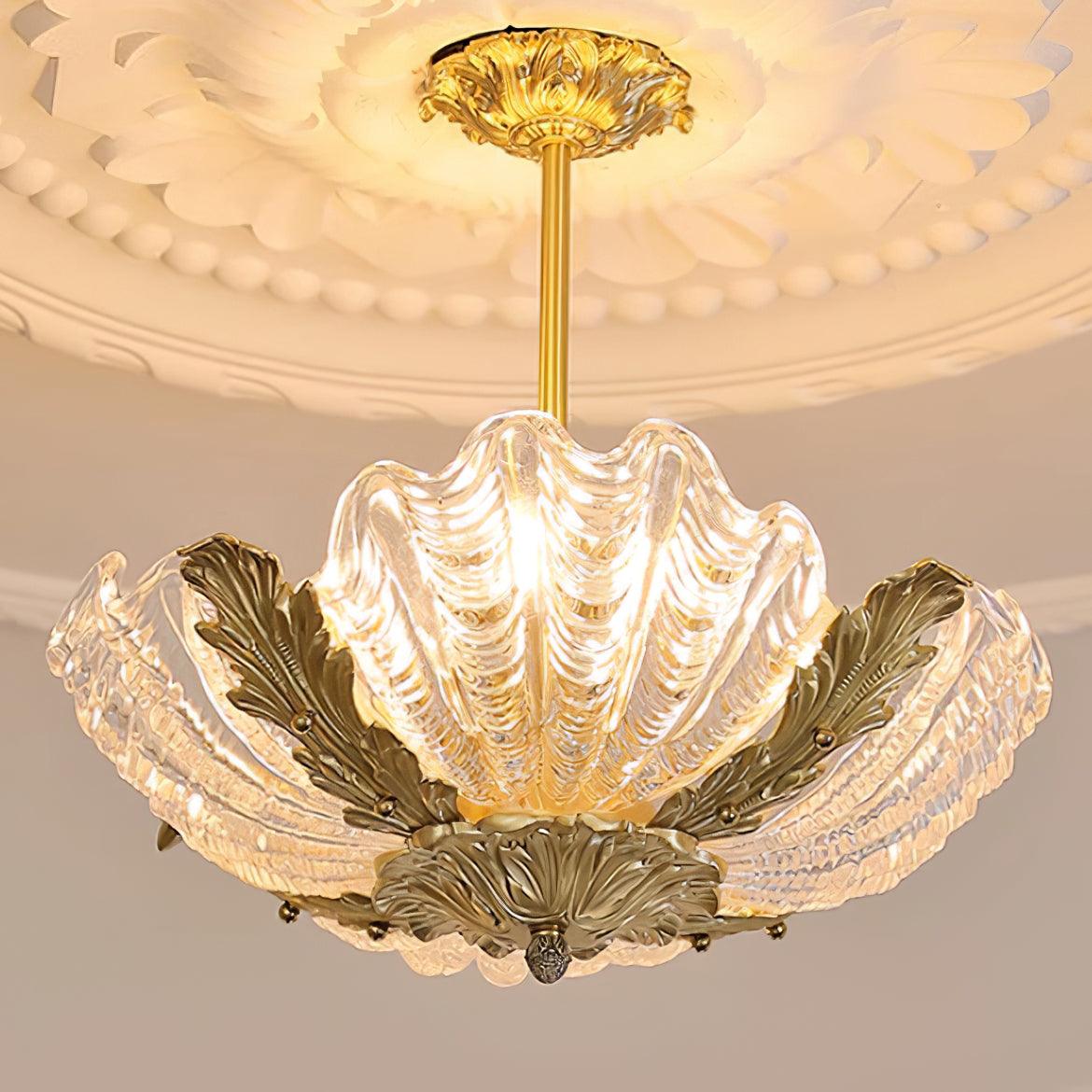 Pendant Lamp Pink Murano Shell with Brass Baroque - Neutralighting