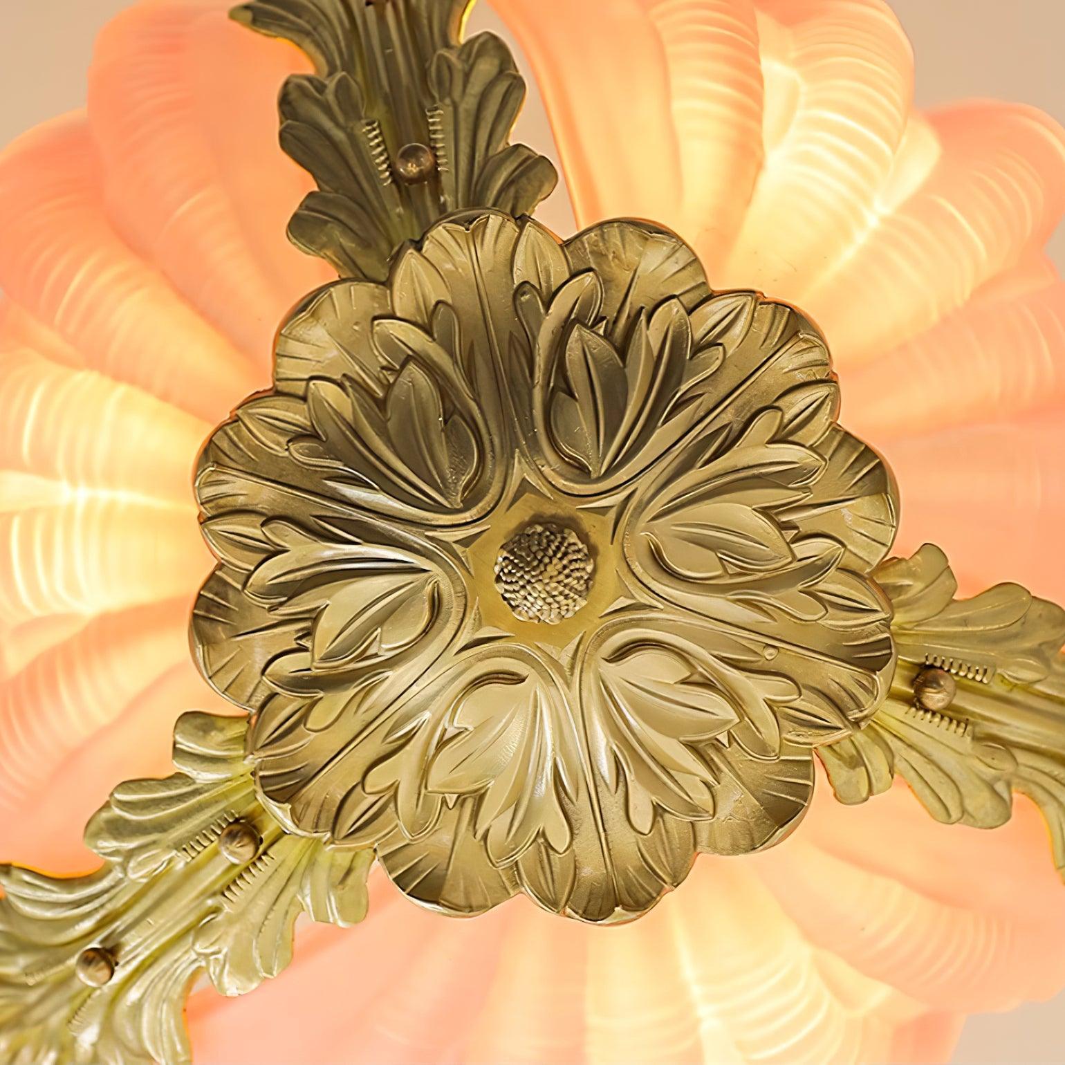 Pendant Lamp Pink Murano Shell with Brass Baroque - Neutralighting