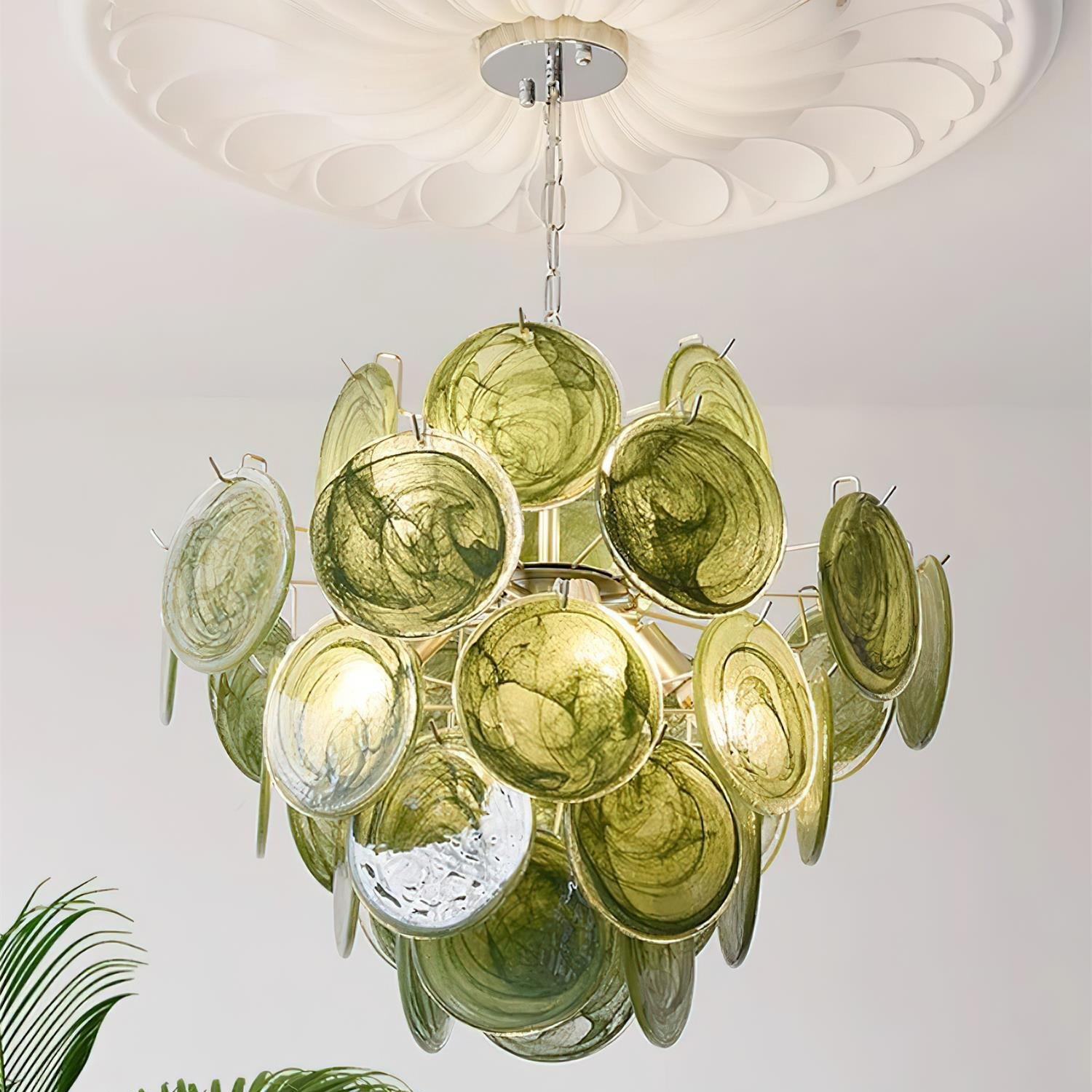 Neuvy Chandelier Iridescent Glass Discs - Letslighting