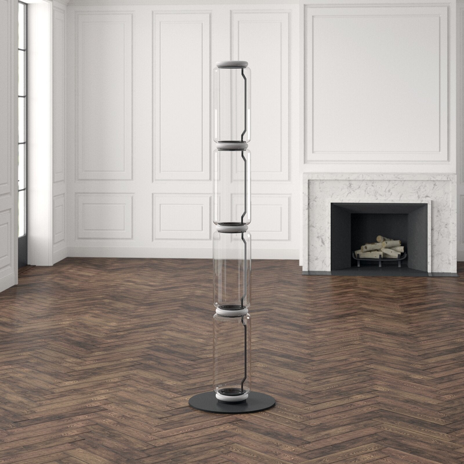 Lustra Floor Lamp Bamboo Glass - Letslighting
