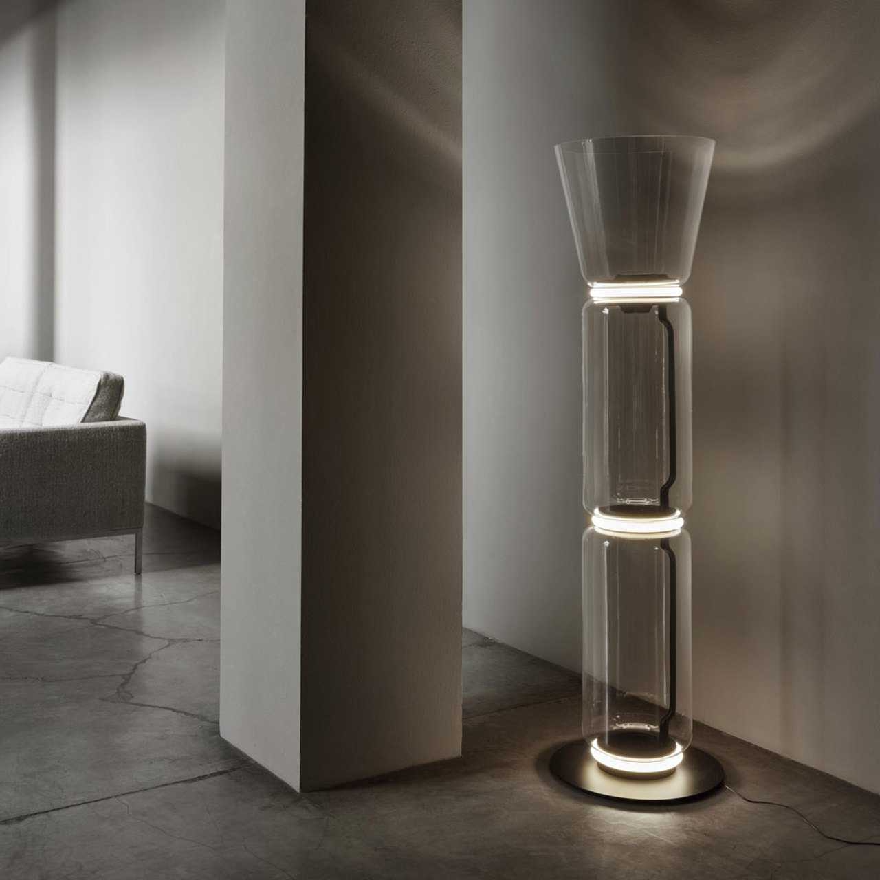 Lustra Floor Lamp Bamboo Glass - Letslighting